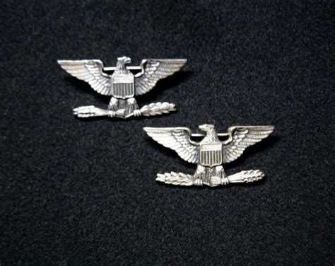 Pair Of Sterling Colonels Eagle Rank Insignia Sold J Mountain