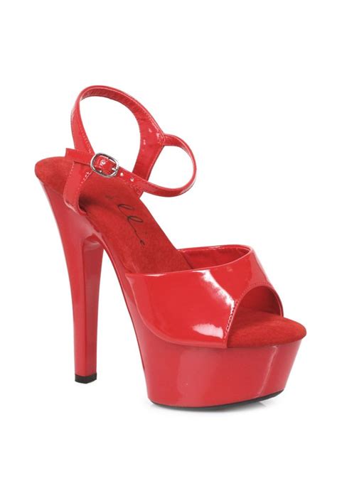 Ellie Red 6 Ankle Strap Platform Stripper Shoes