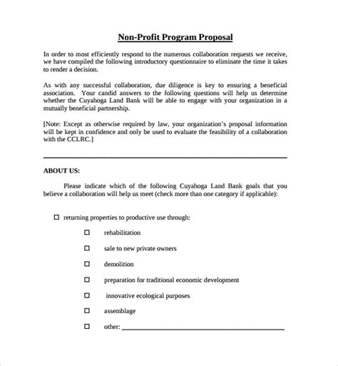 Free Non Profit Proposal Template Printable Templates