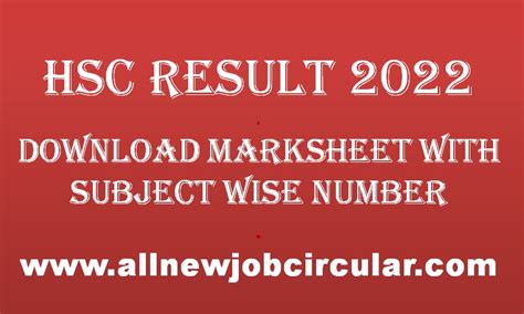 Hsc Result With Number Marksheet 2023 All New Job Circular