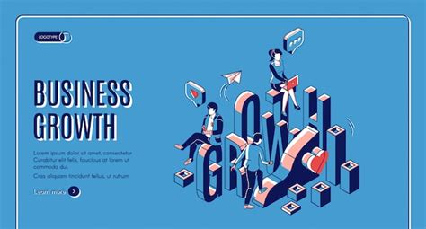 Business Growth Startup Boost Isometric Landing Vector Free Download