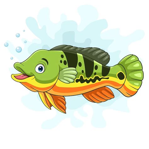 Premium Vector Cartoon Bass Fish Isolated On White Background