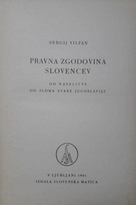 Pravna Zgodovina Slovencev Sergij Vilfan