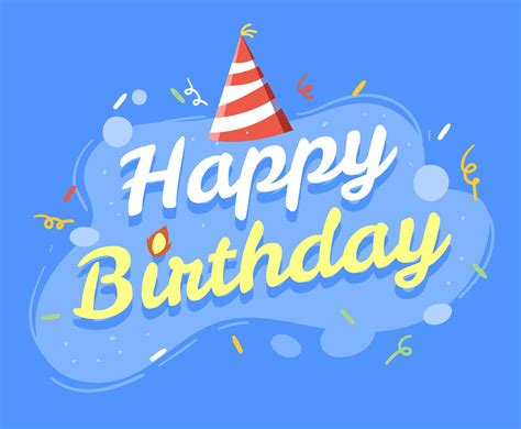 Happy Birthday Typography On Blue Background Vector Art And Graphics