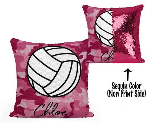 Personalized Volleyball Sequin Mermaid Flip Pillow With Custom Etsy