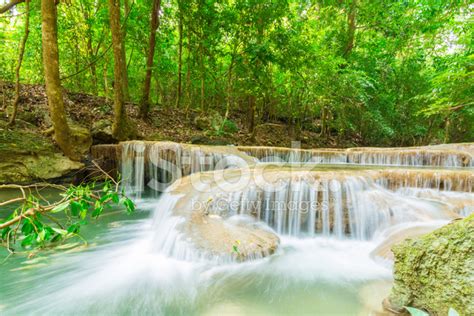 Deep Forest Waterfall In Kanchanaburi Thailand Stock Photo Royalty