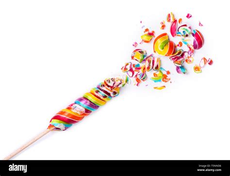 Rainbow Colorful Crushed Candy Lollipop Isolated On White Background