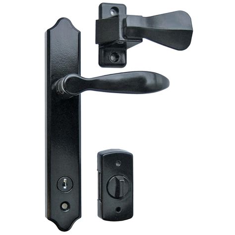 Ideal Security Deluxe Black Storm Door Handle Set With Deadbolt