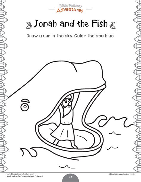 Jonah And The Big Fish Activity Book For Beginners Fish Coloring Page