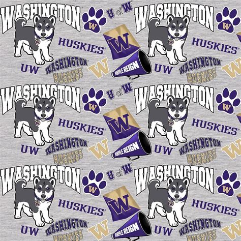 Ncaa Washington Huskies Purple And Gold 100 College Logo Cotton Etsy
