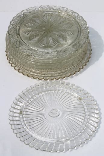 Vintage Clear Glass Cake Plates Low Plateau Serving Trays Torte Plate Lot