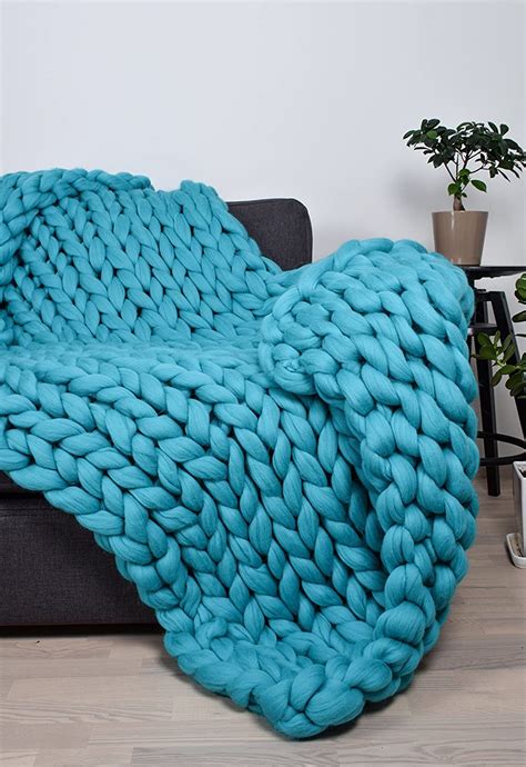 Chunky Knit Blanket Merino Wool Blanket 30x50 Inches