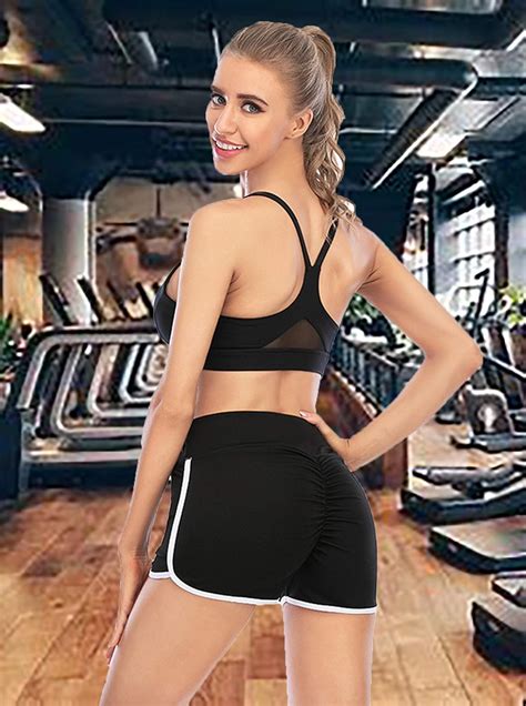 high waisted yoga shorts for women ruched booty butt lifting fitness workout running shorts