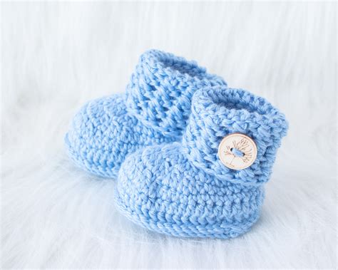 Blue Baby Boy Booties Crochet Baby Booties Baby Etsy