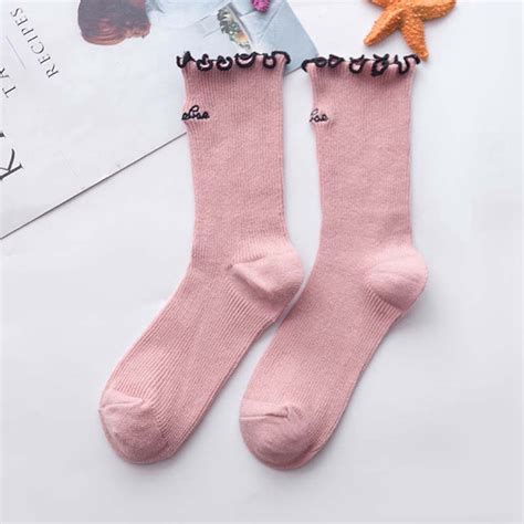 Michellem Michellem 15 Pairs Solid Cotton Women Socks Lovely Frilly Edge Princess Girls Sock