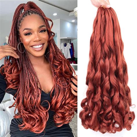 Rayiis Packs Ginger French Curly Braiding Hair Inch Pre Stretched French Curl Braiding Hair