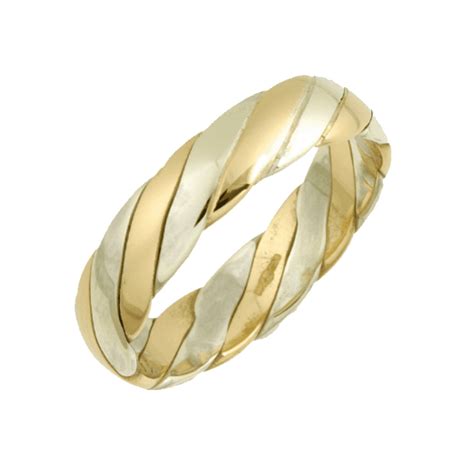 9ct White And Yellow Gold 5mm Twisted Wedding Ring