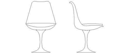 Tulip Chair In Elevation Dwg Drawing Download