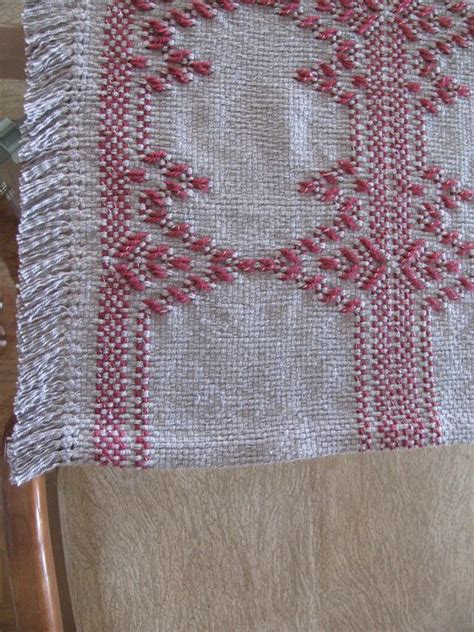 Table Runner Done With Swedish Weaving On Grey Monks Cloth And
