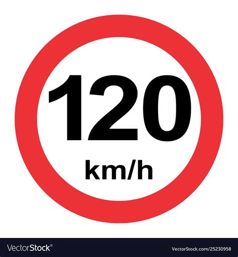 Speed Limit 120 Kmh Traffic Sign Royalty Free Vector Image