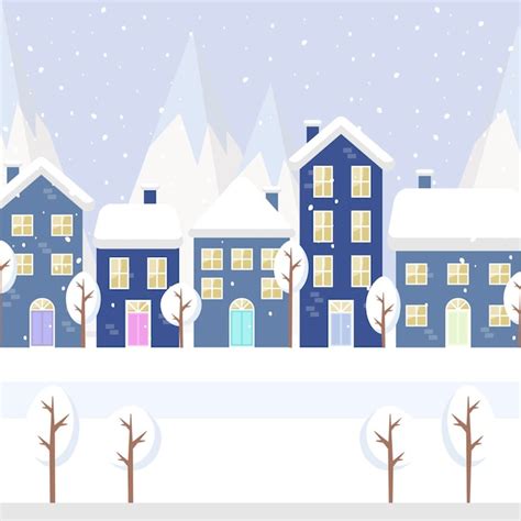Free Vector Flat Winter Village Illustration
