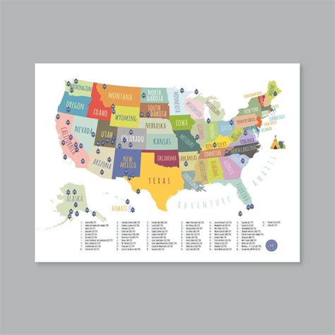 63 National Parks Map Usa Printable Adventure Awaits Us Etsy In 2021