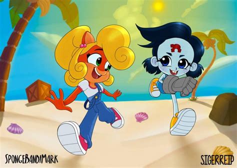 [cb] coco and nina summer time collab by sigerreip on deviantart crash bandicoot characters