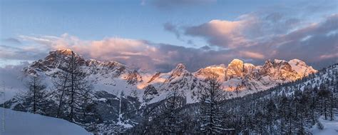 Panorama Of The Dolomites At Sunset By Stocksy Contributor Akela