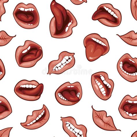 Seamless Pattern Woman Lips And Mouths Stock Vector Illustration Of