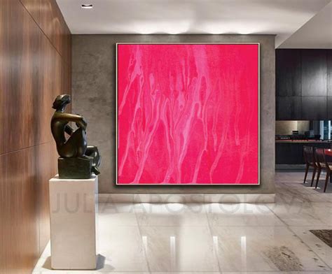 Pink Wall Art Minimalist Abstract Painting Pink Canvas Wall Etsy