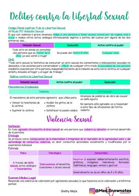 Delitos Contra La Libertad Sexual Medicina Legal Med Snownotes Udocz