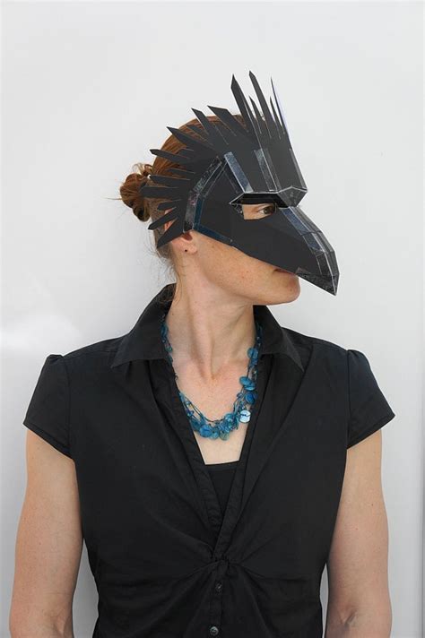 Raven Mask Crow Mask Cardboard Mask Cardboard Sculpture Bird Masks