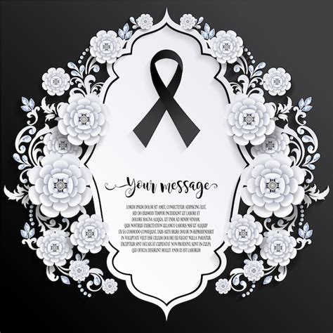 Plantilla De Tarjeta De Funeral Con Signo De Cinta Vector Premium