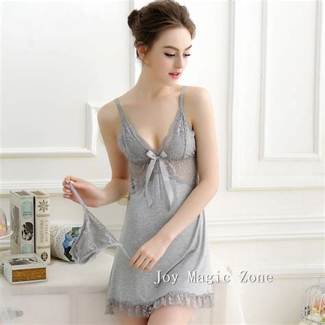 Yomrzl L536 New Arrival Summer Sexy Lace Womans Nightgown Deep V Sleep Dress One Piece