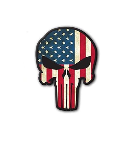 Punisher Skull American Flag Set Of 2 Decals Hard Hat Stickers