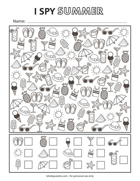 Free Printable I Spy Summer