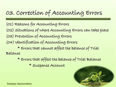 Correction Of Accounting Errors