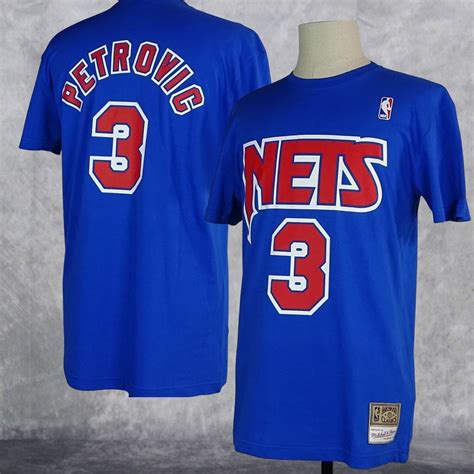 Camiseta Drazen Petrovic New Jersey Nets Nba Manga Corta Mitchell