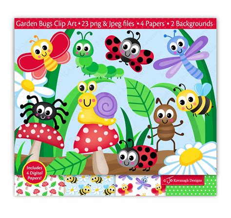 Cute Bugs Clipart Insects Clipart Garden Bugs Clipart Snail Ladybug