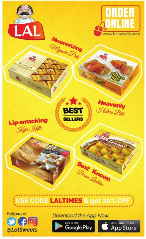 Great hindi bakery slogan ideas inc list of the top sayings, phrases, taglines & names with picture examples. Lal Sweets Order Online Mysore Pak Halwa Bite Besan Laddus Ad - Advert Gallery