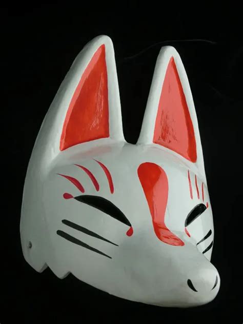 Japanese Shinto Fox Kitsune Inari White Fox Half Face Mask From Japan