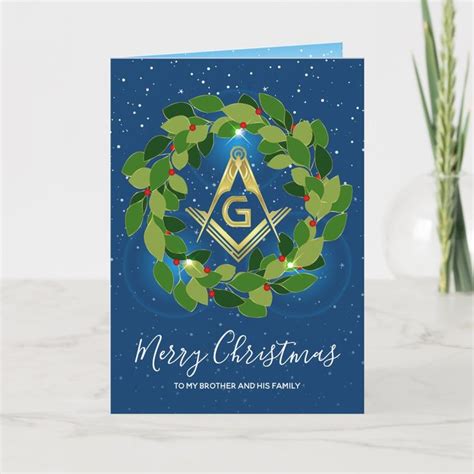 Masonic Christmas Cards Ms Navy Gold Holiday Wre Zazzle Christmas