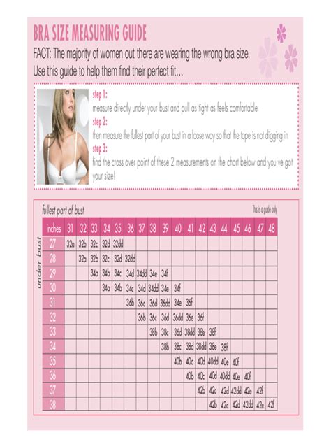 2024 Bra Size Chart Fillable Printable Pdf And Forms Handypdf