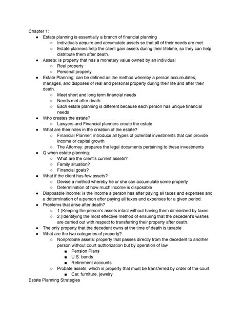 Chapter 1 Overview Of Estate Planning Chapter 1 Estate Planning Is