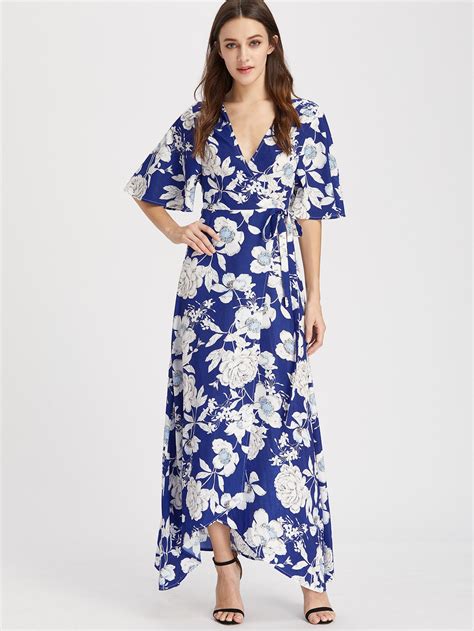Blue And White Wrap Maxi Dress Boho Buys