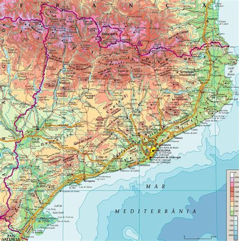 Mapa Geográfico De Catalunya Mapa Físico Geográfico Político