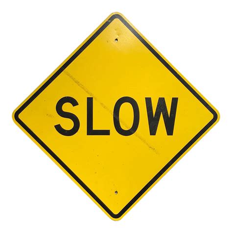 Vintage Reflective Slow Traffic Caution Construction Sign Chairish