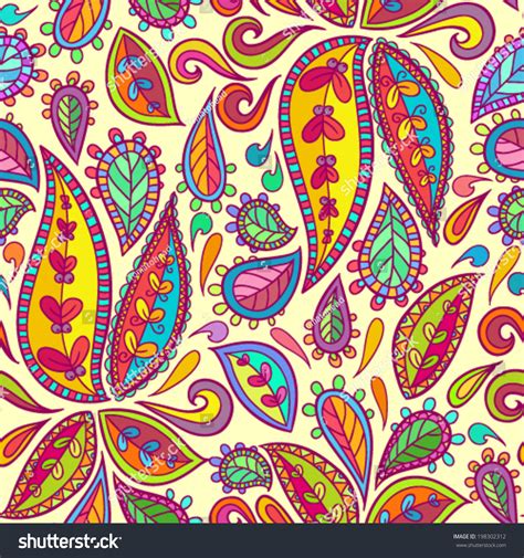 Seamless Colorful Paisley Pattern Stock Vector Royalty Free 198302312