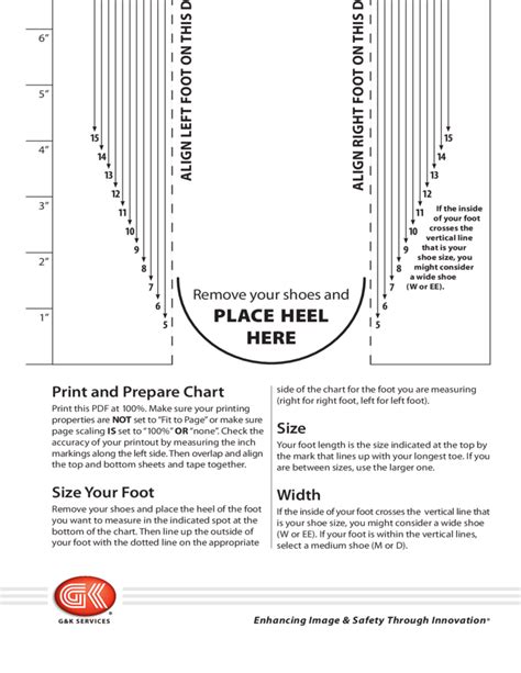 Mens Printable Shoe Size Chart