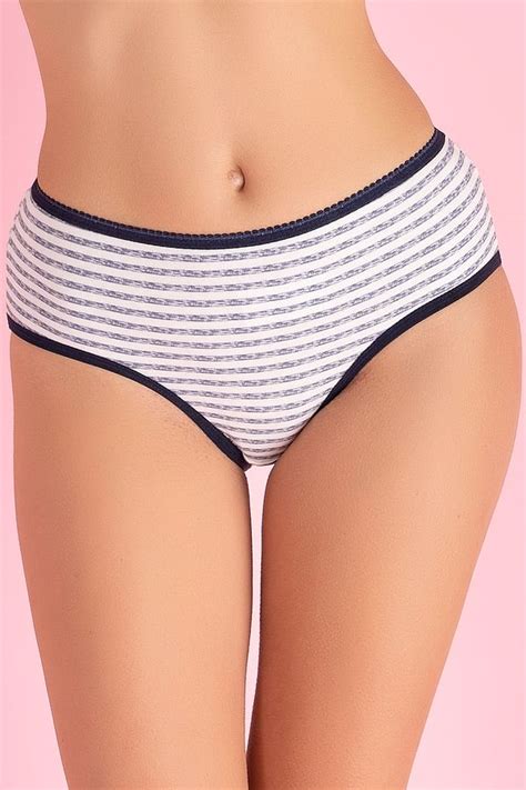 Buy Cotton Mid Waist Striped Teen Hipster Panty In Blue Online India